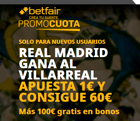 🥇 Supercuotas en Apuestas Deportivas de HOY | 【Noviembre 2020】 17 Betfair Villarreal Real Madrid portada