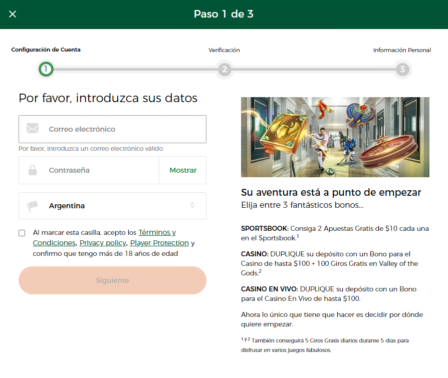 Registro Mrgreen con códigos promocionales y de bonos 3 registro en la casa Mrgreen