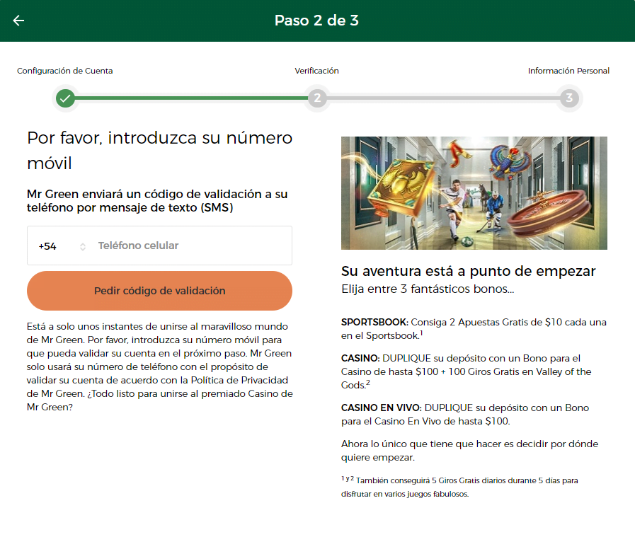 Registro Mrgreen con códigos promocionales y de bonos 4 registrarse en el casino Mrgreen