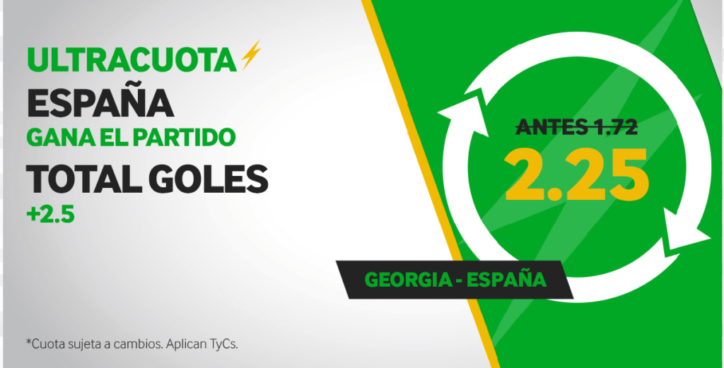 ¡Ultracuota Betway España gana y hay + de 2,5 goles a 2.25! 2 ultracuota betway españa gana