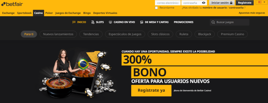 BETFAIR Bono Casino » ¡$300 de Bienvenida! 1 BETFAIR bono casino
