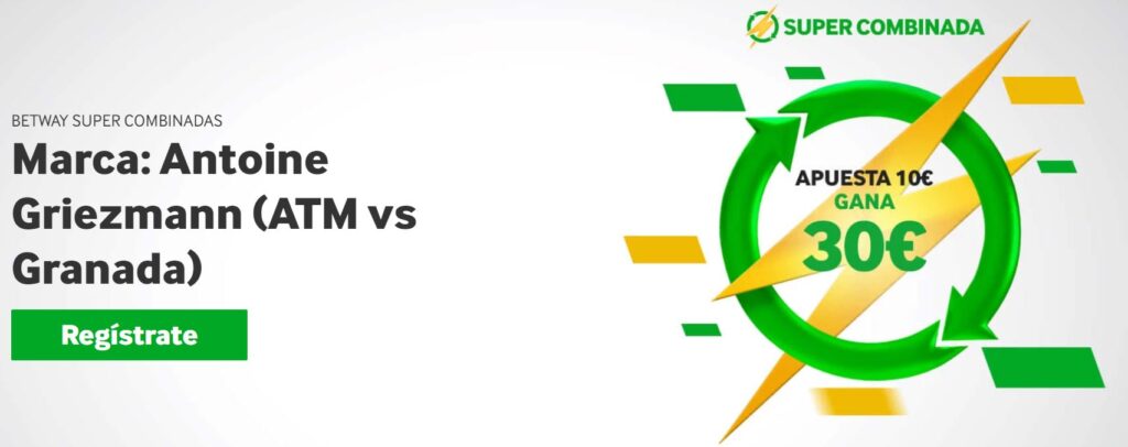 Super Combinada Betway: Griezmann marca gol al Granada a cuota 3.00 4 Griezmann