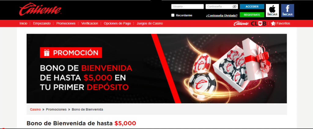 Caliente Bono Slots » $5.000 MXN para los Mejores Juegos 3 caliente slots mexico