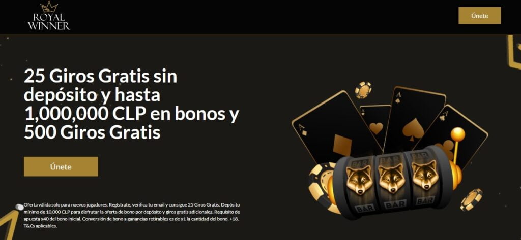 RoyalWinner Bono Casino » ¡1.000.000 CLP de Bienvenida! 1 ROYALWINNER bono casino
