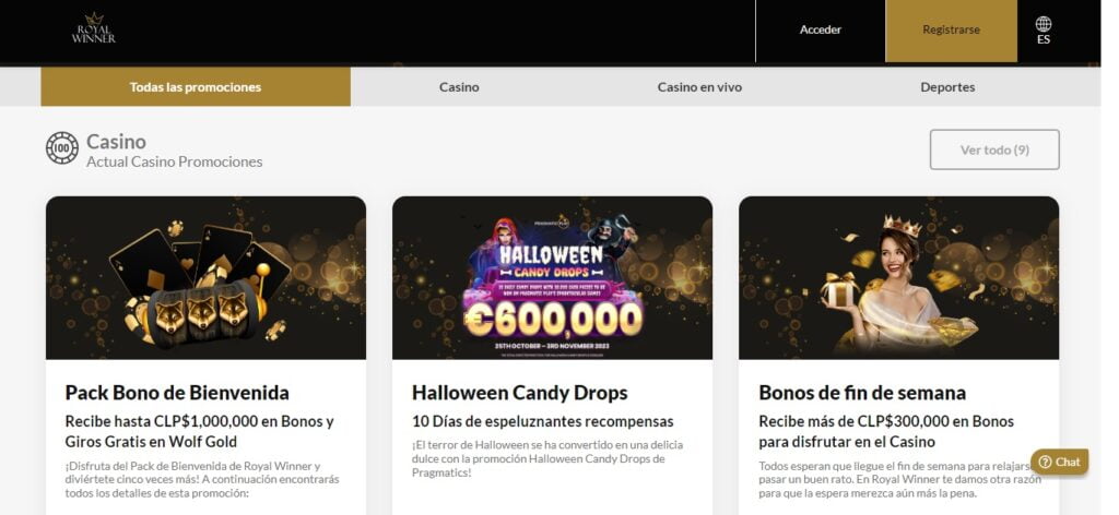 RoyalWinner Bono Casino » ¡1.000.000 CLP de Bienvenida! 2 ROYALWINNER bono de bienvenida para casino