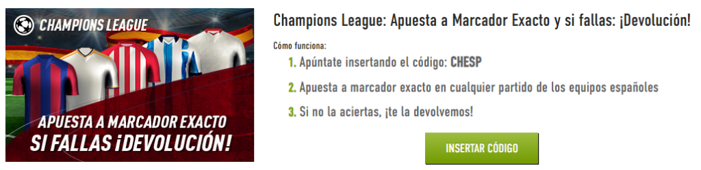 Apuesta con seguro a la Champions en Sportium - ¡Si fallas, devolución! 3 promocion sportium champions league