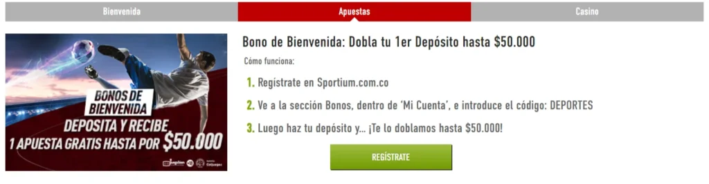 Sportium Bono Apuestas Combinadas » ¡$50.000 + Super Combis! 1 sportium bono apuestas combinadas