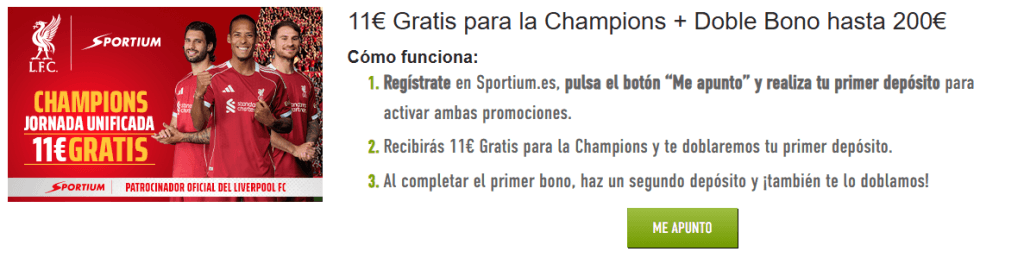11e gratis champions sportium 11€ gratis sportium champions