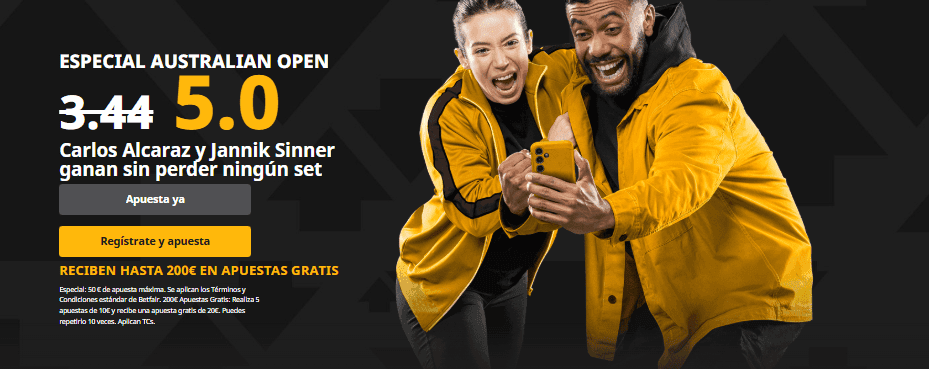 supercuota alcaraz y sinner betfair australia open supercuota betfair sinner alcaraz