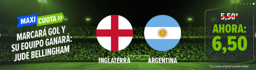 maxicuota inglaterra vs argentina