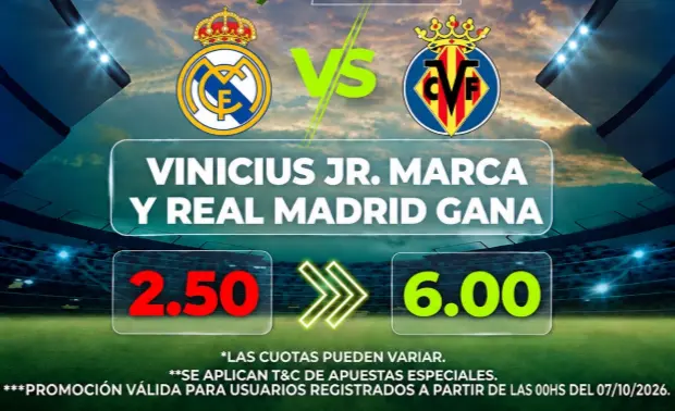 supercuota vinicius madrid vs villarreal yosports